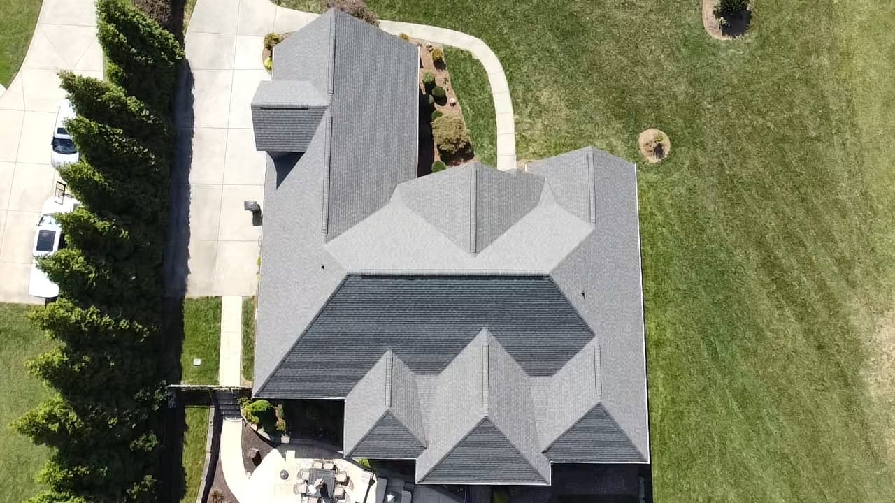 Majestic shingle roof project, aerial view 3