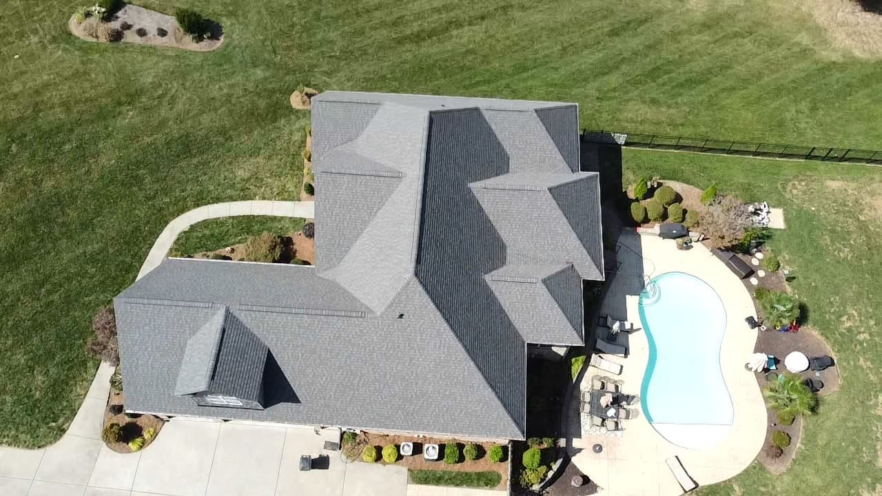 Majestic shingle roof project, aerial view 4