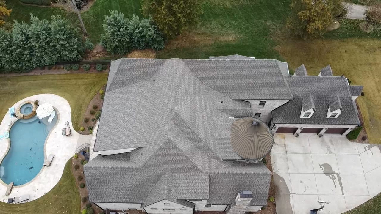 Majestic shingle roof project, aerial view 13